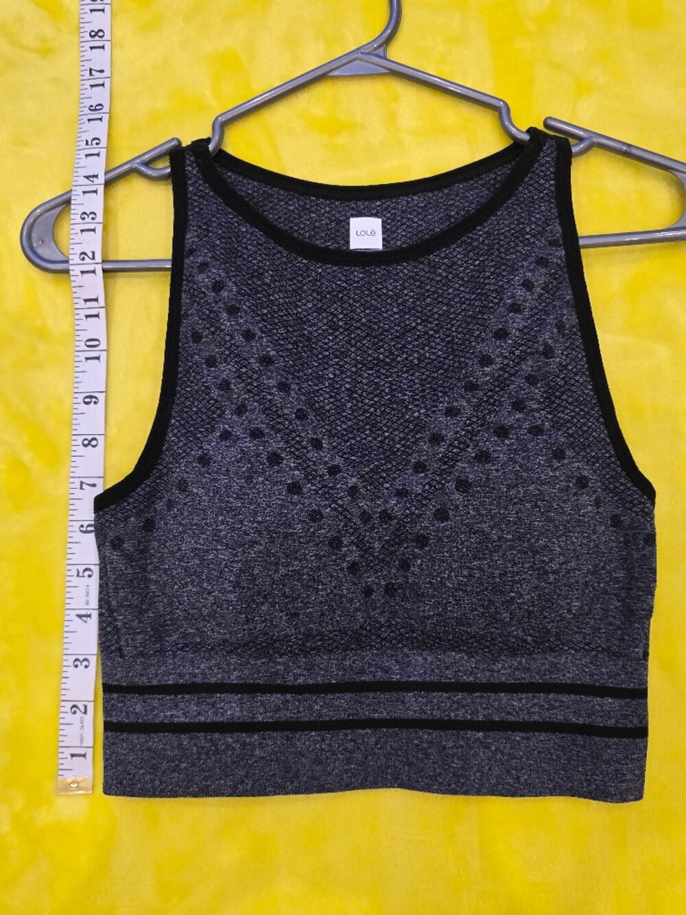 Lole grey patterned athletic long line bra top in size medium - Picture 3 of 7